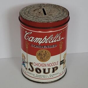 vintage-style Campbell's Chicken Noodle Soup tin coin Money Piggy bank